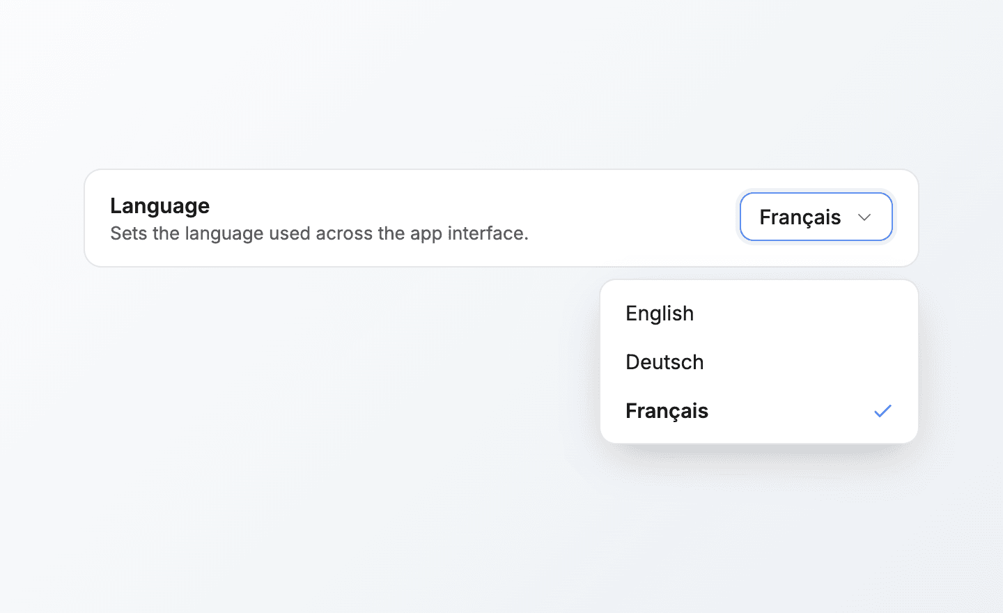 Language picker in Settings, Preferences