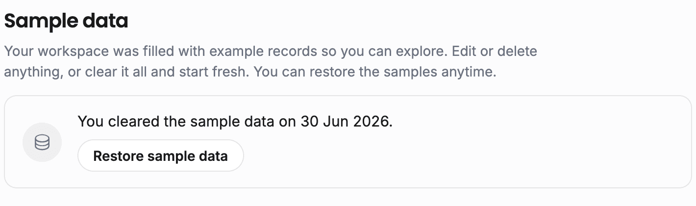 Restore sample data